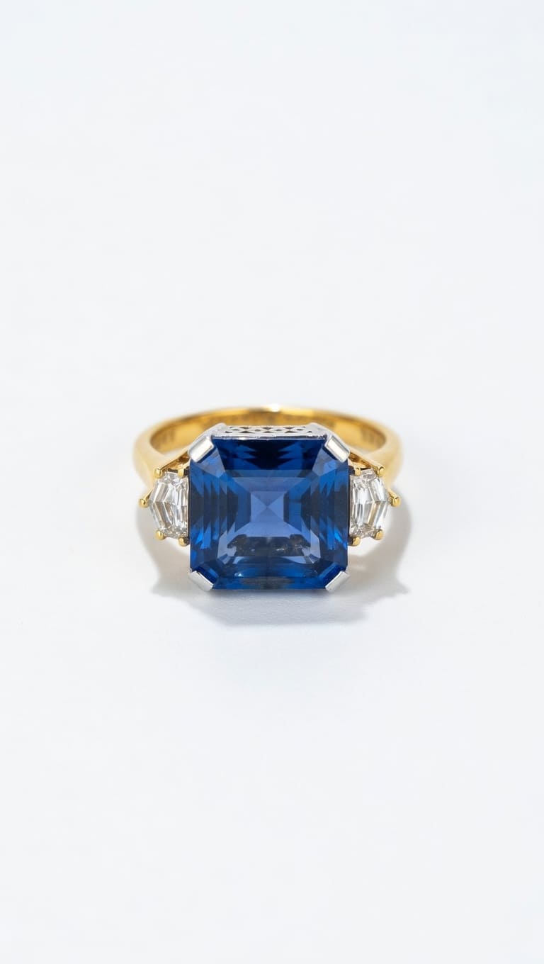 Blue Sapphire Three-Stone Ring