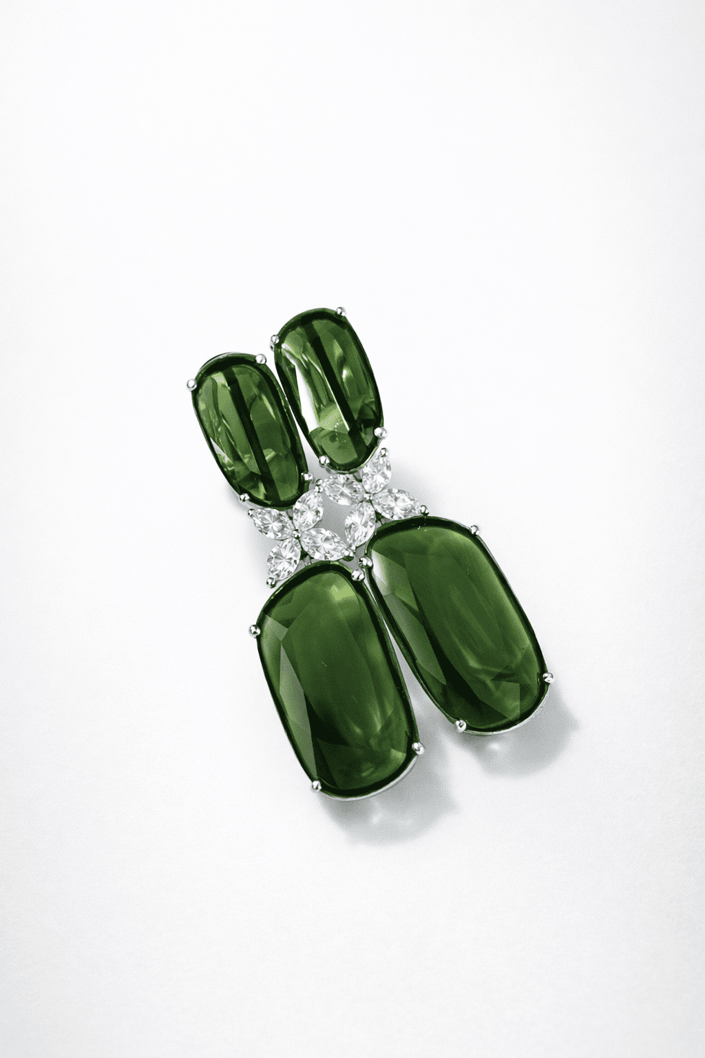 Green Peridot Butterfly Diamond Earrings