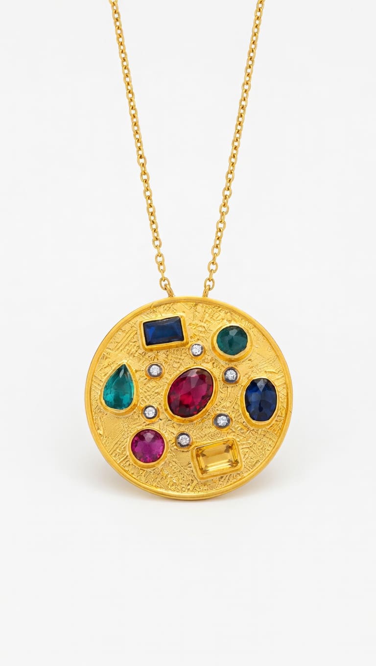 Multicolor Gemstone Medallion Necklace