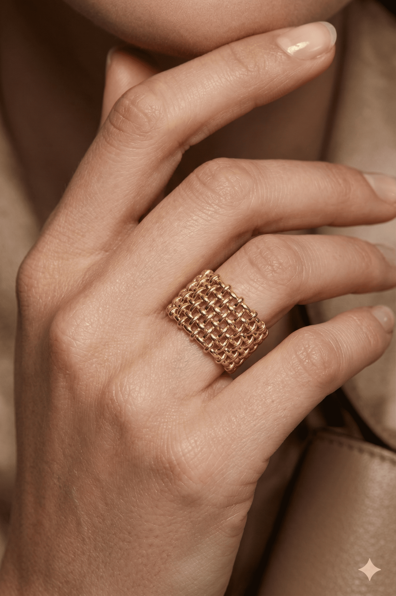 Golden Braided Weave Ring