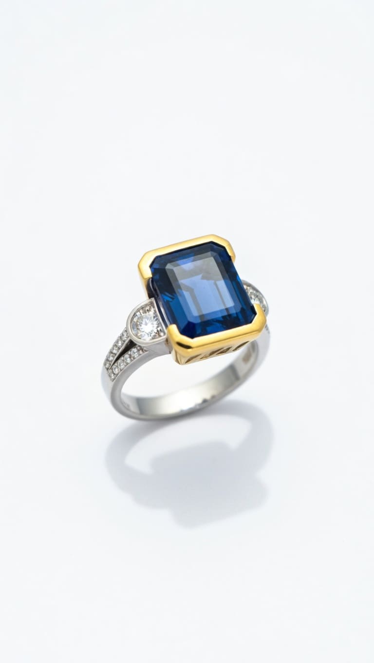 Blue Sapphire Three-Stone Ring