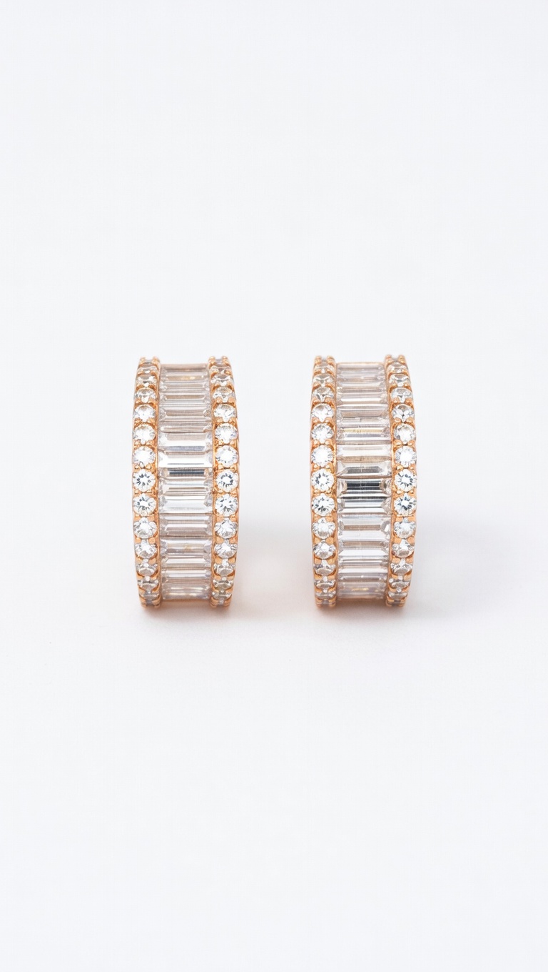 Diamond Baguette Hoop Earrings
