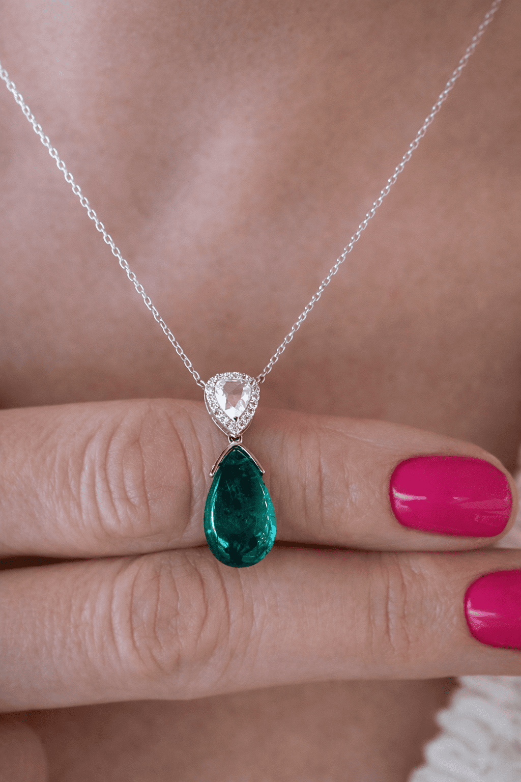 Pear Cut Drop Pendant Necklace