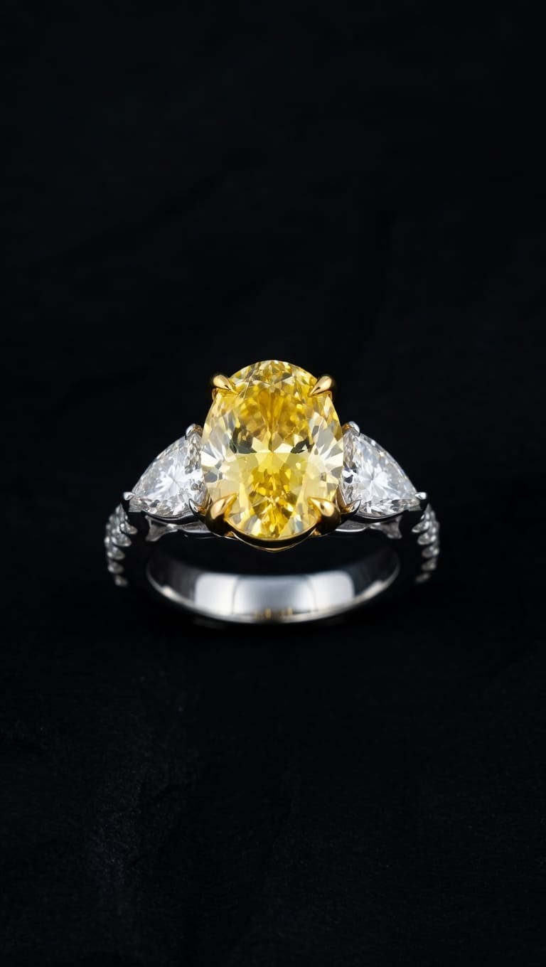 Oval Yellow Diamond Trilogy Ring
