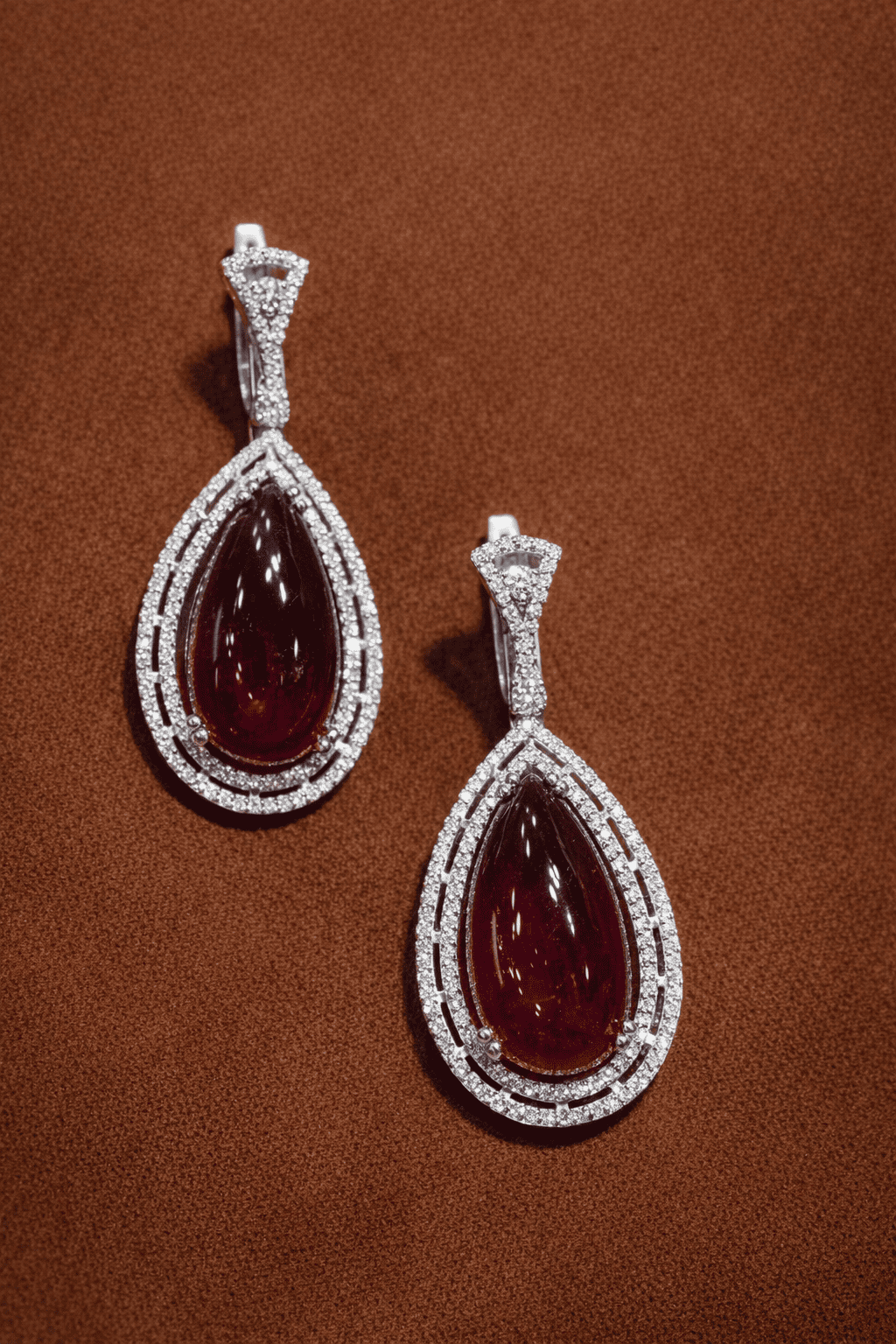 Ruby Cabochon Drop Earrings