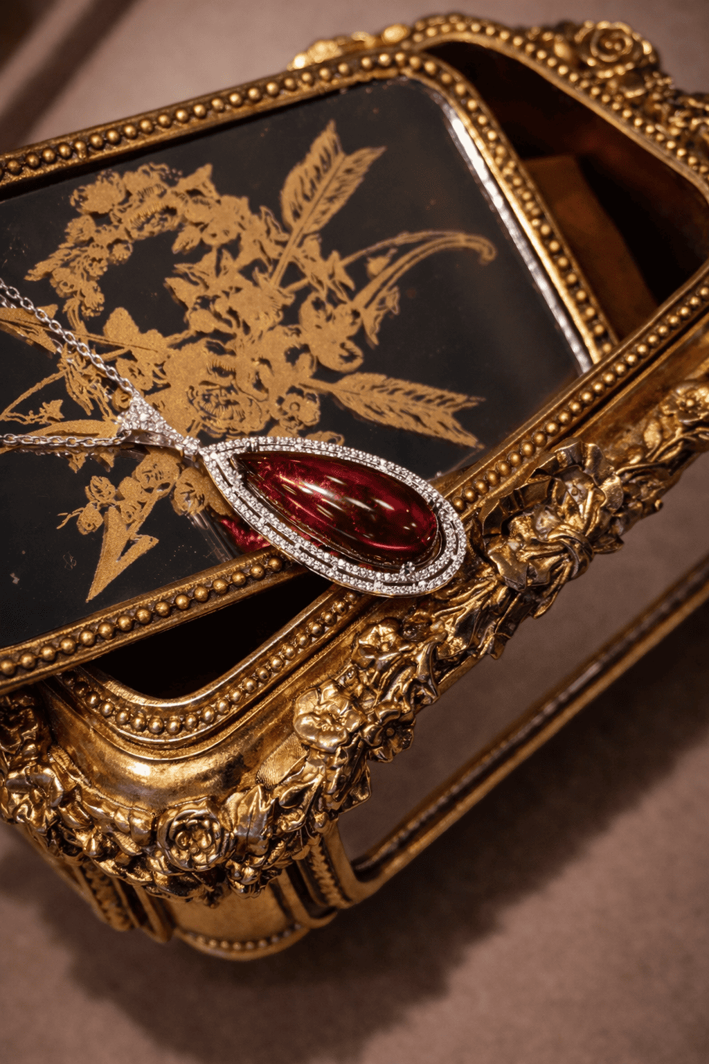 Marquise Drop Ruby Pendant Necklace