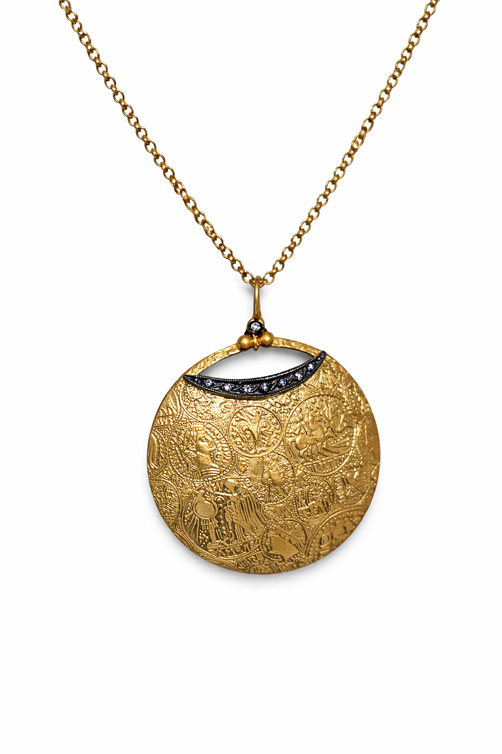 Engraved Medallion Pendant Necklace