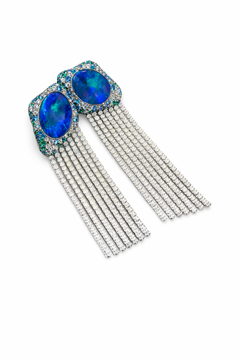 Oval Tassel Drop Earrings