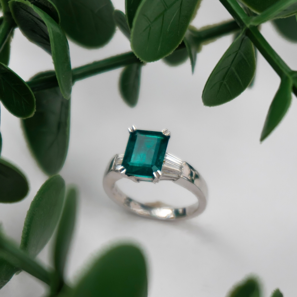 Emerald Cut Emerald Solitaire Ring
