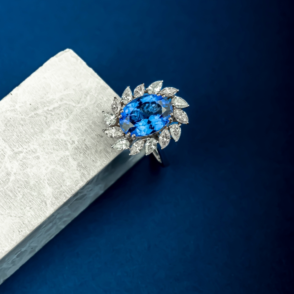 Oval Sapphire Marquise Halo Ring